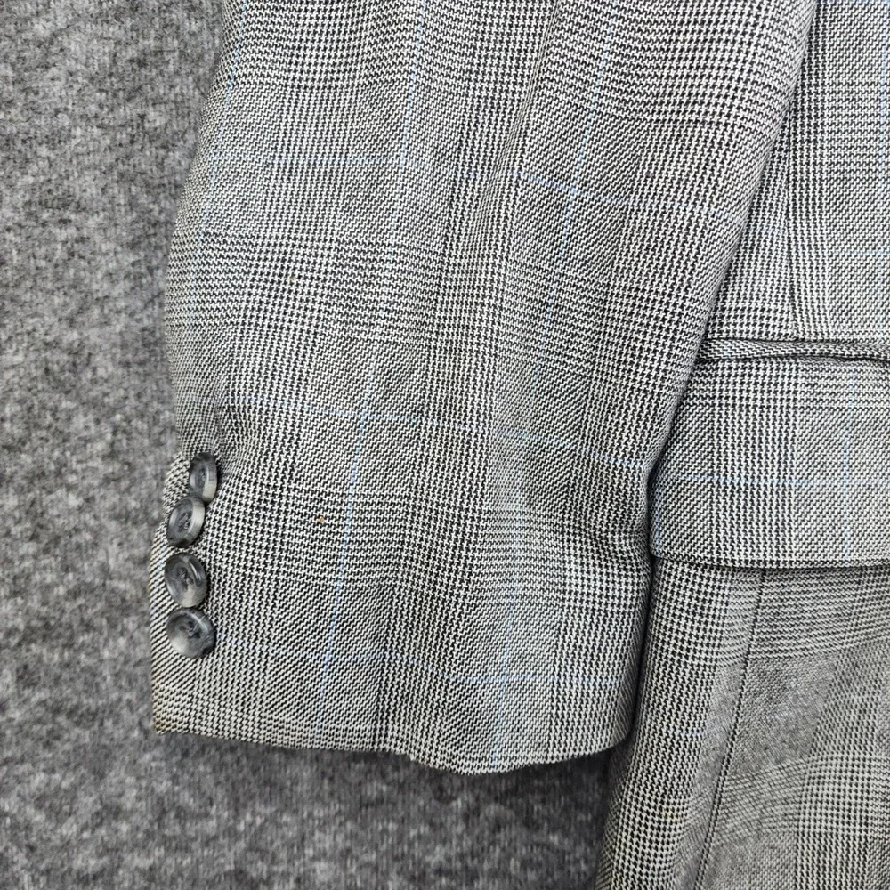 Jos. A. Bank Blazer Mens 43R Grey Silk Camelhair Signature Glen Plaid Sport Coat